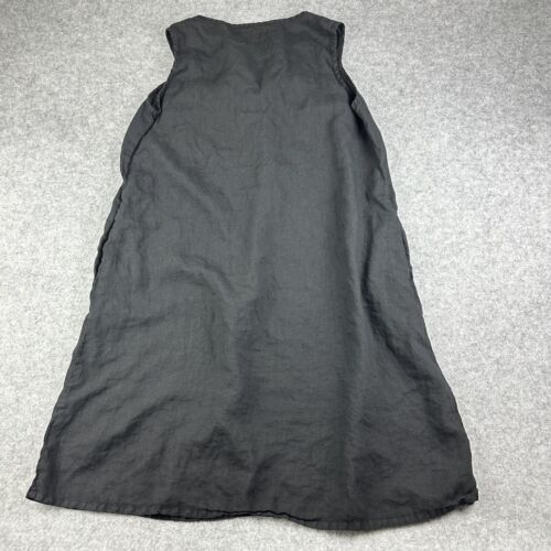 Abito midi Allen Allen lino donna 2x nero tasche con volant Lagenlook made in USA - Foto 4 di 11