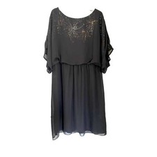 Eliza J. New York black chiffon sequin detail cut out shoulder formal dress 18W