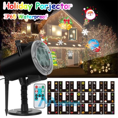 Christmas LED Projector Lights 12 Moving Patterns Landscape Party Light w/Remote