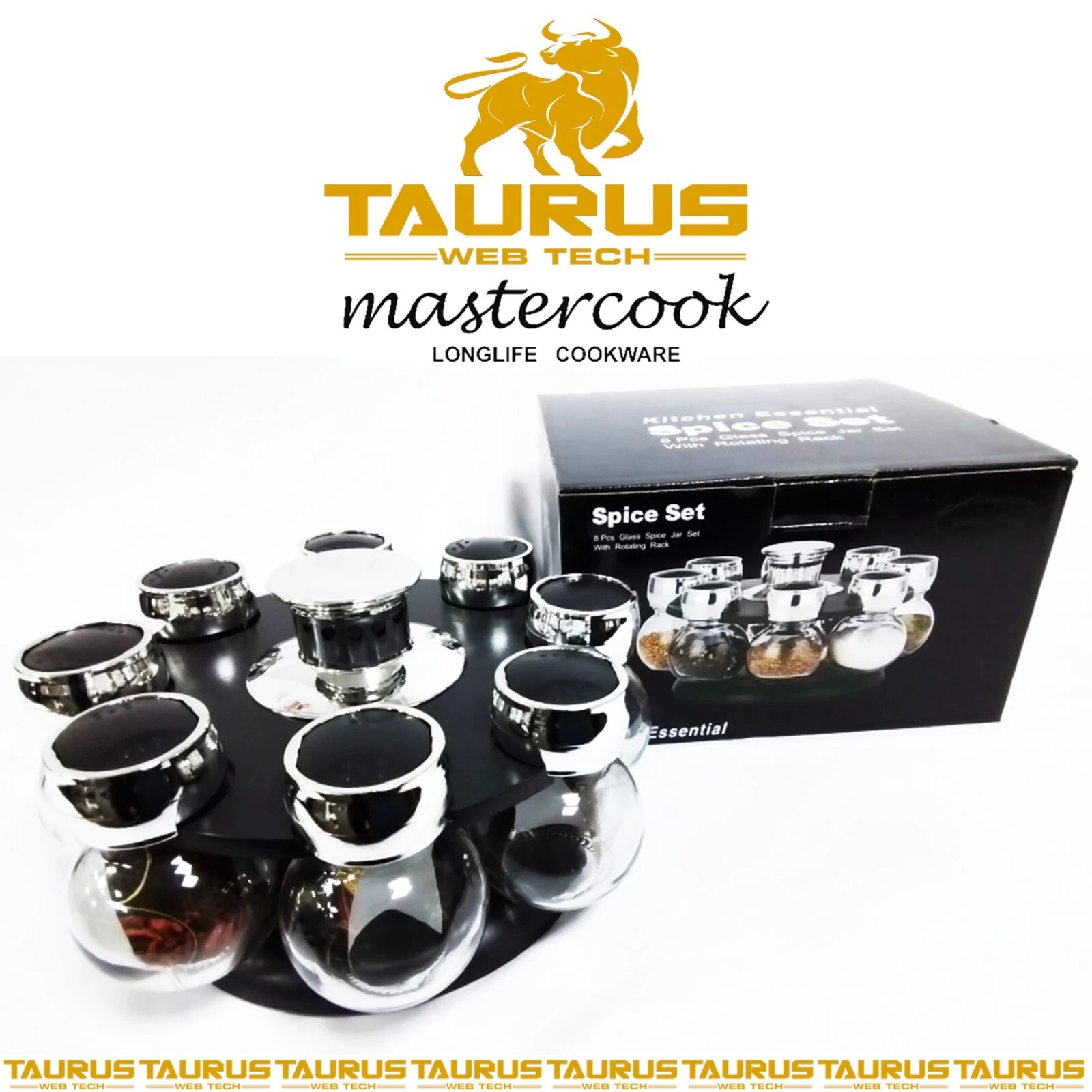 8Pc MASTER COOK REVOLVING SPICE RACK SET 130ML STOGARE JAR CONTAINER UK FREE P&P
Opens in a new wind