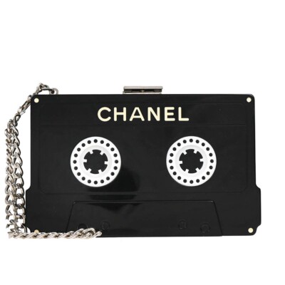 シャネル　パーフェクトアルバム Chanel Black Acrylic Cassette Tape Clutch Bag 04P 144463 | eBay