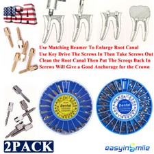 2 Boxes Dental Conical Screw Post Kits Stainless/24K Gold Plated For Root Canal