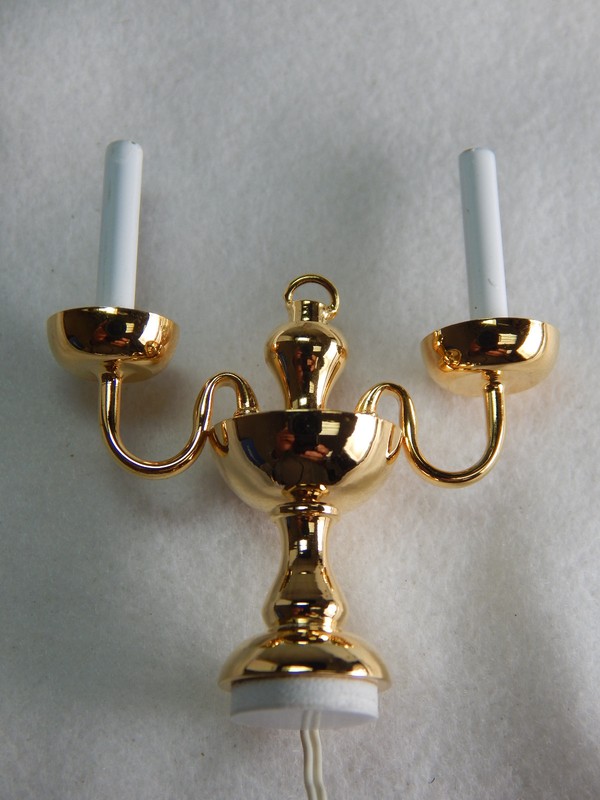 Heidi Ott  #YL1085  Dollhouse Miniature Light 2 candlestick Lamp