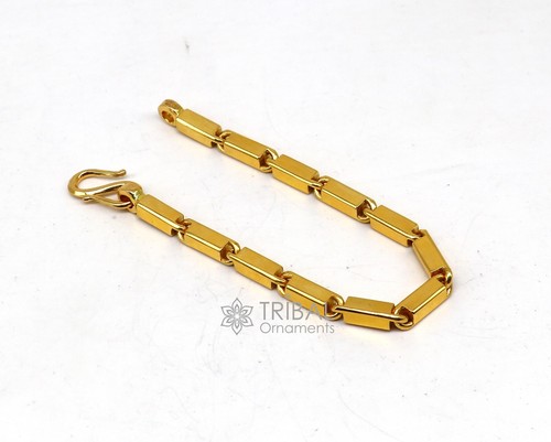 5mm 22kt yellow gold hallmarked solid gold bar Royal baht Chain BraceleT - Picture 7 of 9