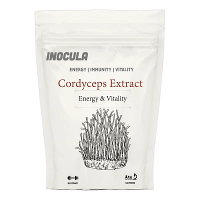INOCULA Cordyceps Mushroom Extract Capsules 4000mg 245mg Polysaccharides Strong Vegan