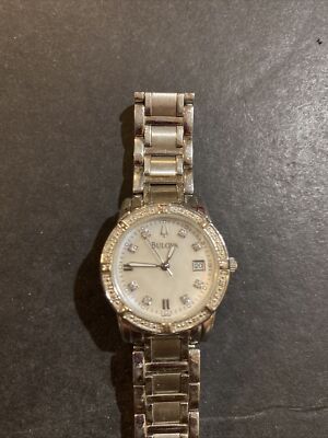 Bulova White Mother of Pearl Women\'s Watch with Diamond Accents - 96R105 Bulova Diamond White Mother of Pearl Dial Ladies Watch  main image 2