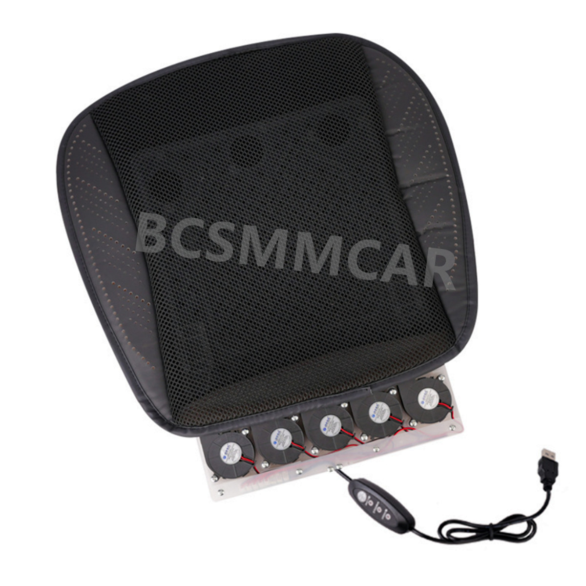 Car Seat Cushion Summer Cooling Fan 3D Ice Silk Chair Pad Mat 3 Gear Adjustable