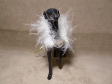 FANCY BLACK GREYHOUND WHIPPET PLASTIC 3.5  X 4.5  ORNAMENT HOLIDAY TIME CB689 