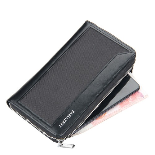 Man's Leather Clutch Bag Large Capacity Handbag ID Card Holder Wallet Zip Purse - Picture 5 of 14