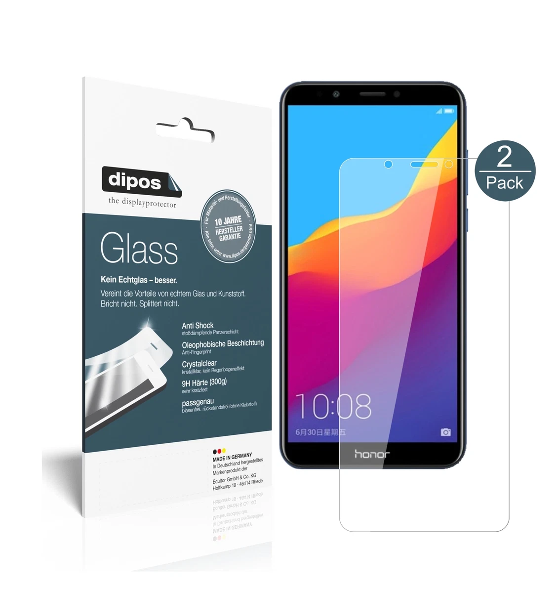 Nandu ZenGlass Pellicola Protettiva In Vetro Flessibile Per Huawei Honor 7A – Anti-impronta – Made In Germany