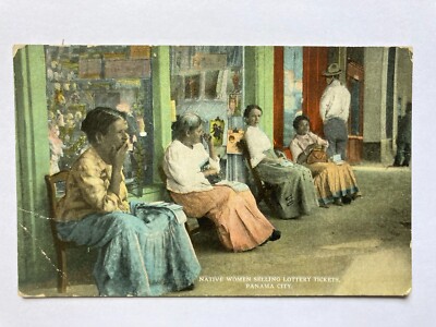 Ureinwohner Frauen verkaufen Lottoscheine, Panama City USA Vintage Postkarte K9