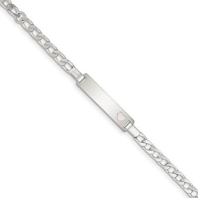 Platino Plata de Ley Cubano Eslabón Niño Id Corazón Nombre Pulsera Libre Grabado