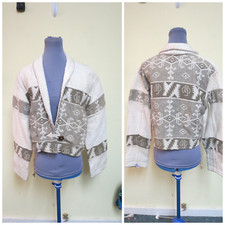 Vintage Blazer Sz M Jacket Aztec Western Southwest Boho 90s Tapestry Cropped