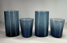 The Cellar Macy’s Oval Blue Ribbed DOF & Drinking Glasses - Set of 4