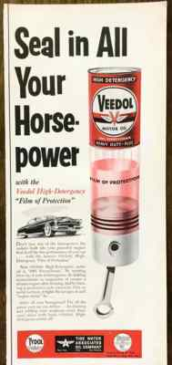 #ad 1953 Veedol Motor Oil PRINT AD Seal in All Your Horse Power $17.85