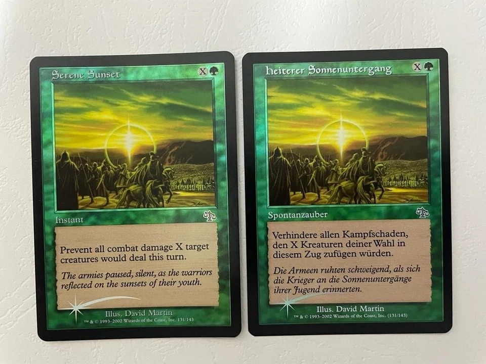 MTG 2X FOIL JUDGMENT SERENE SUNSET NM GERMAN + ENGLISH MAGIC THE GATHERING GREEN - Image 4 of 4