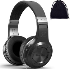 Wireless Bluetooth 5.0 Stereo Headphones with Mic, Storage Bag Black 