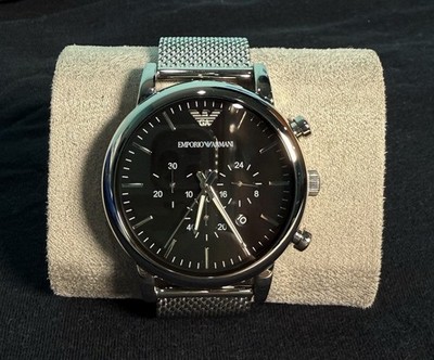 Emporio Armani Classic AR1808 Black Dial Silver Mesh Band Men s Watch