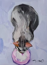 Cat Drinking Milk PRINT By Collectible Artist Jose Trujillo 16x20