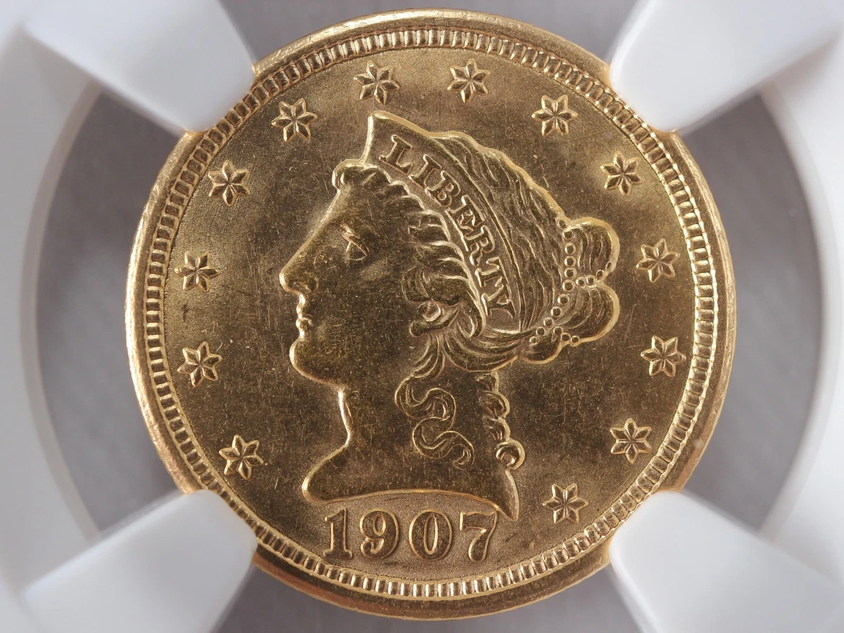 MS 63 Graded 1907 Year Quarter Eagle $2.50 US Gold Coins (Pre