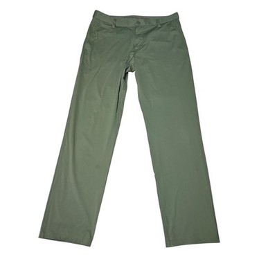Rhone Commuter Pants Men's 34x31 Olive Green Flat Front Stretch Performance