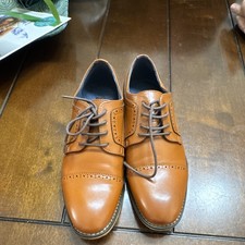 Bruno Marc Brown Leather Oxford Dress Shoes Cap Toe Round US Size 5 Men