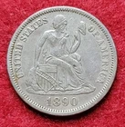 1890 Silver Seated Liberty 10c Dime XF
