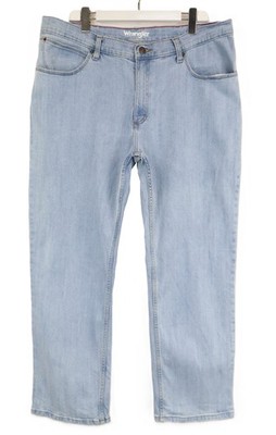 Wrangler Straight Jeans Mens W40/L30 Light Blue Denim Zip Stretch