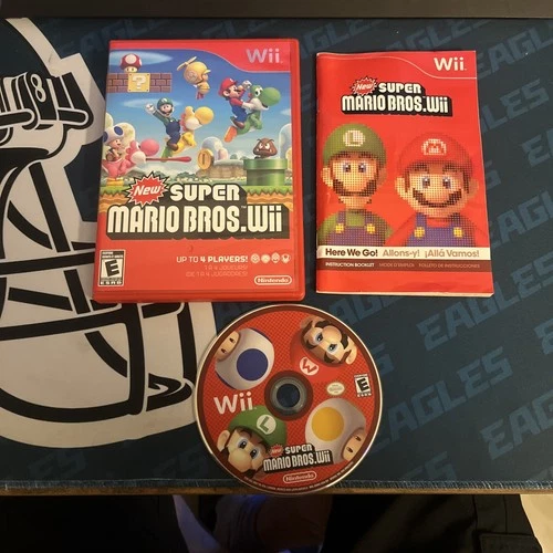 Super Mario Bros Wii Nintendo Wii 2009 CIB Complete w Manual Tested Game
