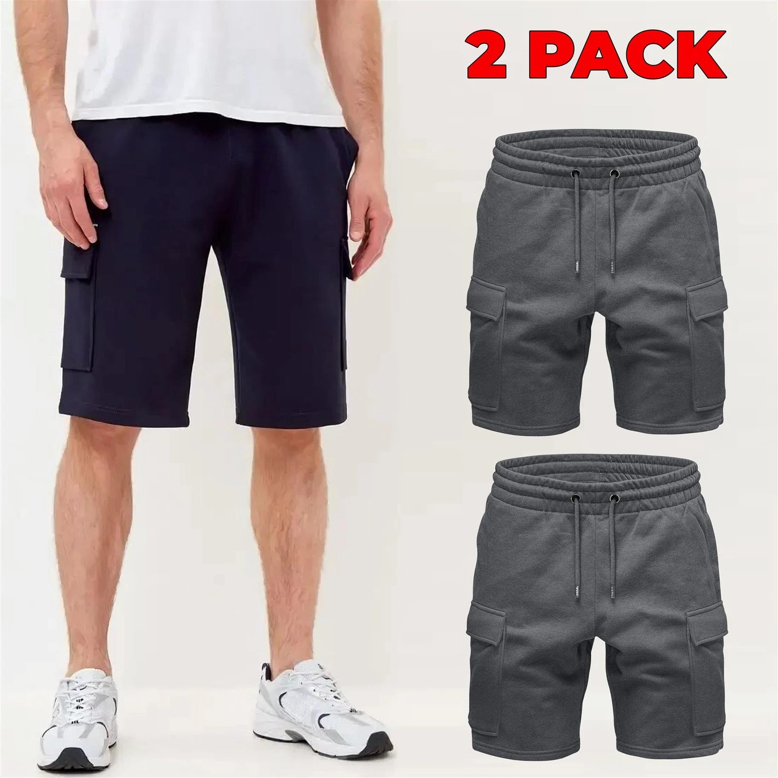 2 Pack Mens Cotton Cargo Shorts Lightweight Drawstring Multi Pocket
Opens in a new window or tab