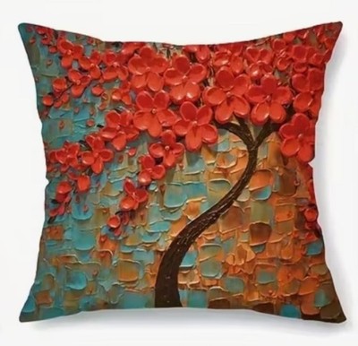 Red Gold Green TREE Nature Fall Linen Throw Pillow Cover Holiday Home Decor