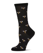 Honey Bee Rayon Blend Crew Socks Black 9-11