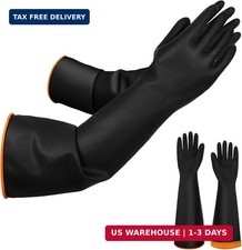 22" Latex Chemical Resistant Gloves, Reusable Heavy Duty Long Rubber Glove