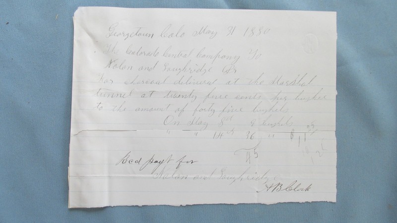 1880 Georgetown Colorado Colo. Central Mine Company Timber Delivery Invoice-