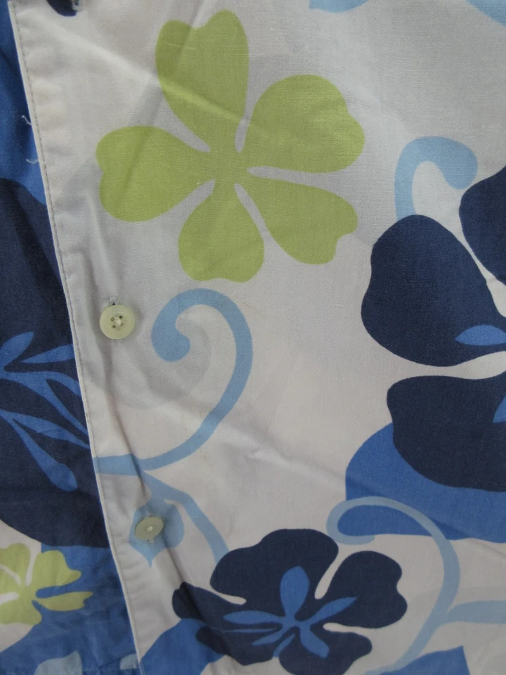 VINTAGE Structure Shirt Men Large Blue Hawaiian Loop Collar Camp Reverse Print - Image 4 of 4