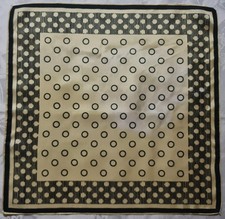 SCARF VINTAGE AUTHENTIC POLKA DOT BLACK YELLOW ACETATE 19'' SQUARE SMALL