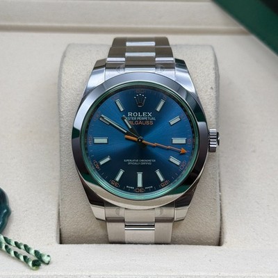 Rolex Milgauss Blue Dial Stainless Steel Smooth Bezel Oyster Bracelet