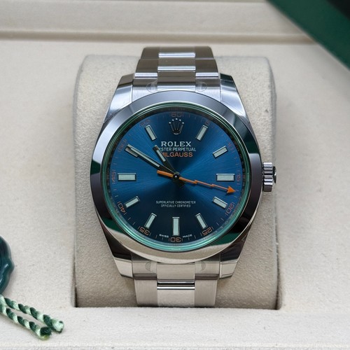 Rolex Milgauss Blue Dial Stainless Steel Smooth Bezel Oyster Bracelet