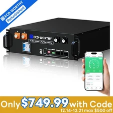 ECO-WORTHY 5.12kWh 48V 100AH Server Rack LiFePO4 Battery For Back-Up V3 Version