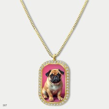 Gorgeous Cute Pug Dog Breed Fashion Pendant Necklace Chain Picture Dog Tag Chain
