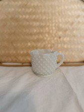 Vintage MCM Milk Glass Hobnail Creamer Pitche...