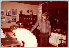 Vtg Color Snapshot Man Plaid Shirt Woman Interior Decor Helmuth 1984