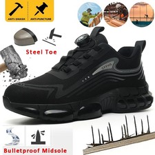Men Steel Toe Cap Safety Shoes Rotating Buckle Breathable Plus Size Work Boots