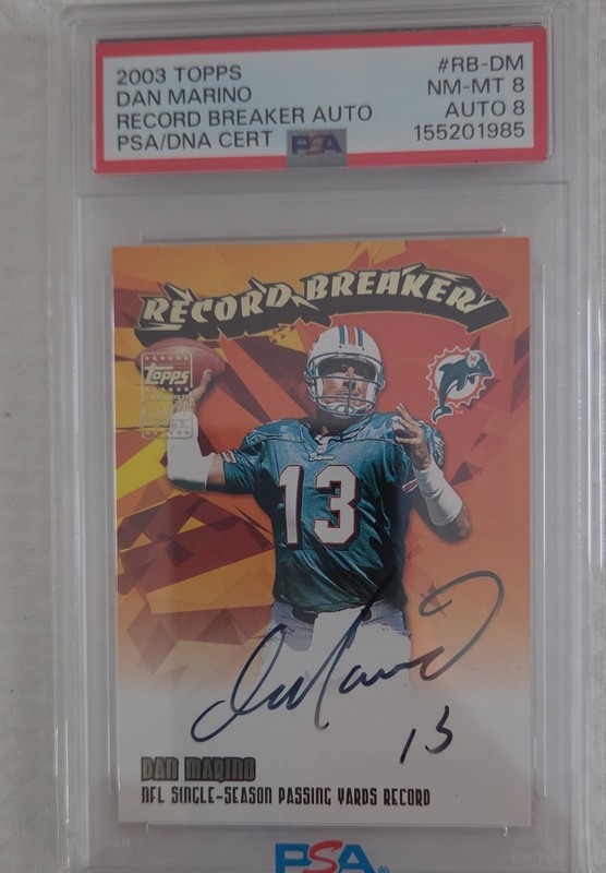 2003 Dan Marino TOPPS auto #RB7 Ghost Card PSA 8/8 only one ⬆️ Record Breakers