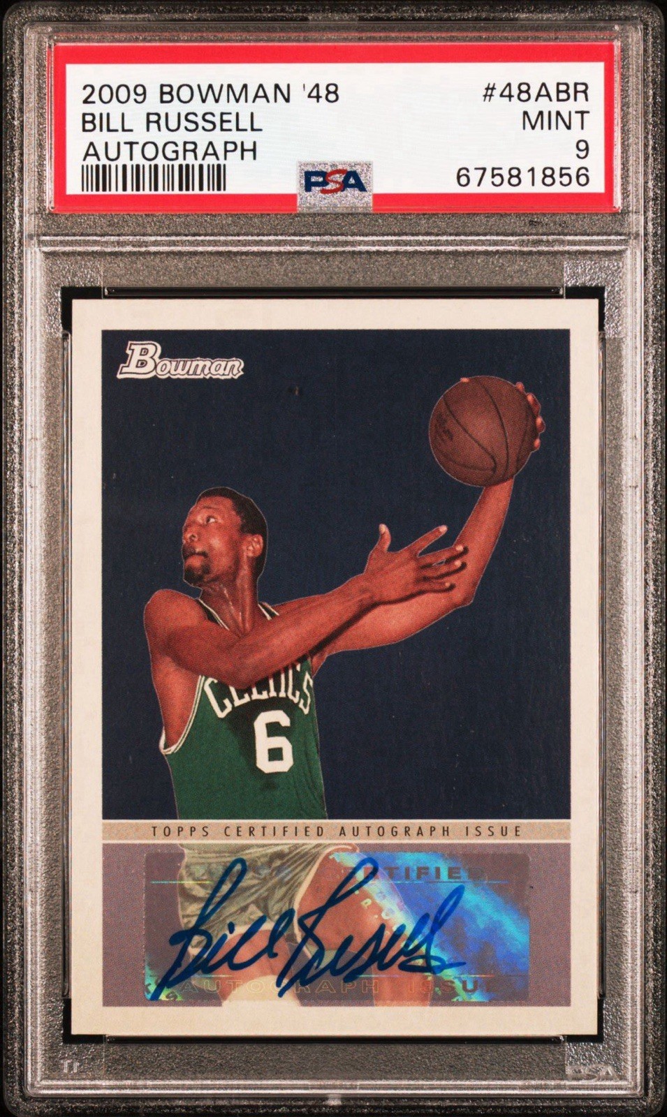 2009 Bowman ‘48 Bill Russell Autograph PSA 9 Mint #48ABR Topps Certified Celtics