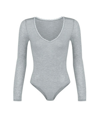 SIMONE PERELE COCOONING BODY MESH MIT KASCHMIR MIX GRAU MELIERT GR. S
