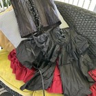 Black Brocade Silver Trim Corset Top Irish Gown Medieval Renaissance Skirt  #10