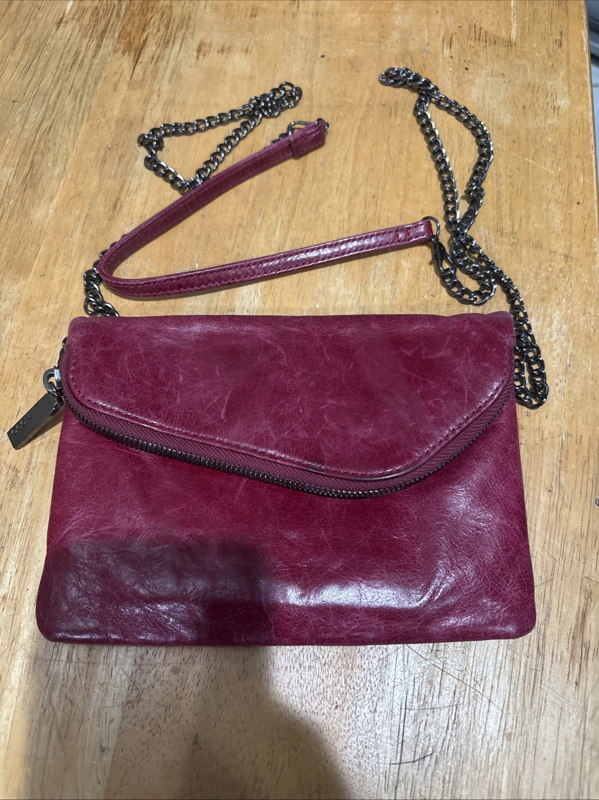 Hobo The Original Daria Leather Crossbody Purse Clutch Wallet Bag Red