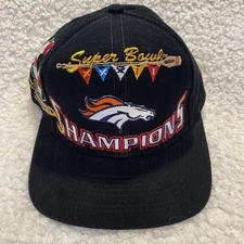 Vtg Logo Athletic NFL Super Bowl XXXII 1998 Champions Broncos Black Snapback Hat