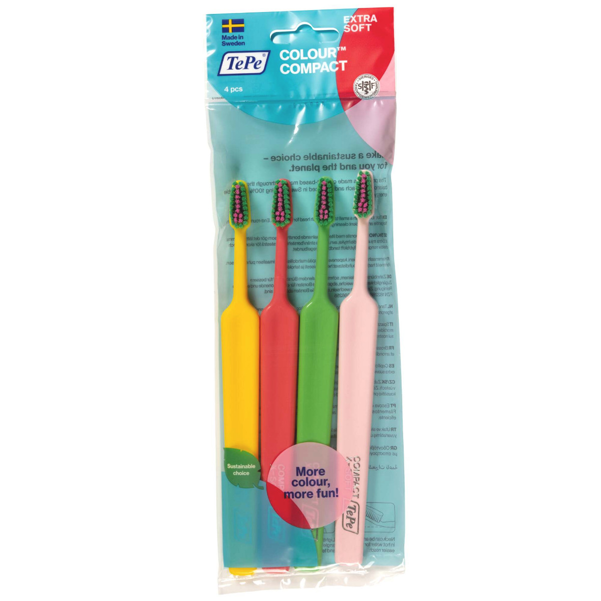 Tepe Colour Compact Extra Soft Toothbrushes 4 Pc - Image 2
